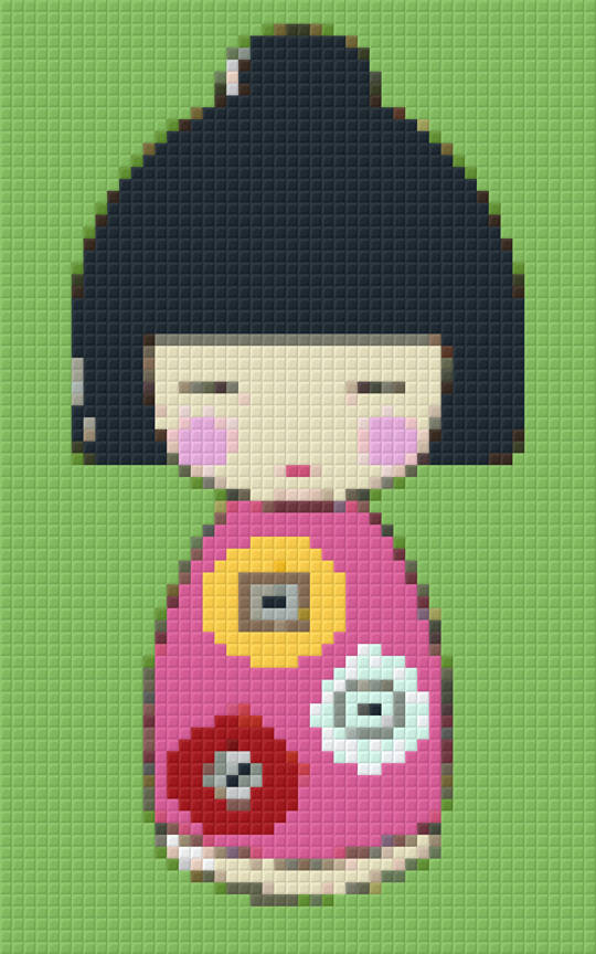 Pink Japanese Doll Two [2] Baseplate PixelHobby Mini-mosaic Art Kit
